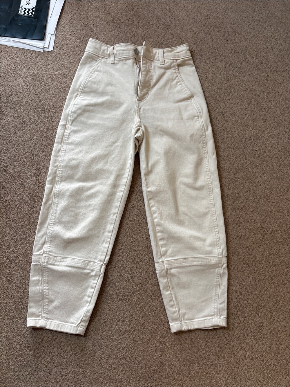 Everlane Cream Barrel Jeans
